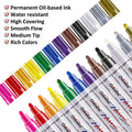 TFIVE 12 Colors Paint Pens Paint Markers, Oil Based Permanent Markers 1 Count (Pack of 12)