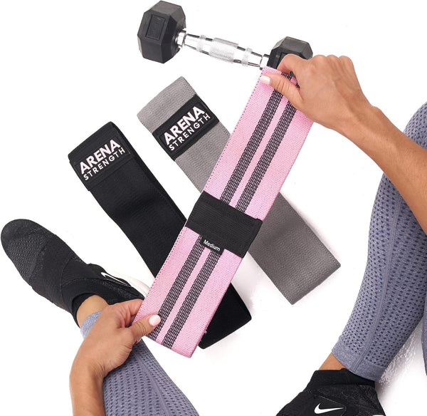 Arena Strength Fabric Booty Bands - Fabric Exercise Bands for Legs and Butt | Fabric Resistance Bands | Hip Resistance Bands with Workout Guide