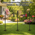 FEED GARDEN Heavy Duty Shepherds Hook 76" Double Hooks Adjustable (44/60/76") - Alloy Steel 5-Prong Base, 17lb Capacity - Easy Assembly Bird