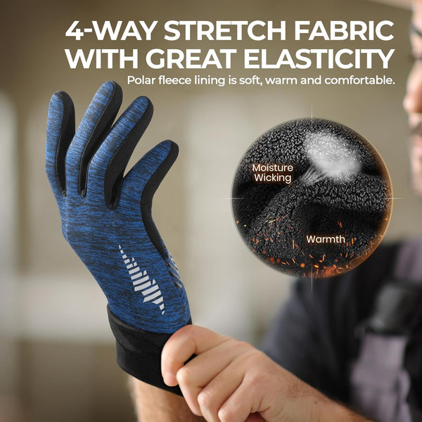 Rivmount Lightweight Winter Running Gloves, Touch Screen & Anti-Slip Warm Thermal Glove Liners, Cool Weather Driving Cycling Hiking Biking Walking
