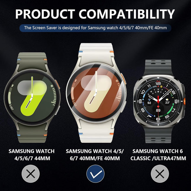 Suoman 4-Pack Screen Protector for Samsung Galaxy Watch 7/6/5/4 40Mm, Tempered Glass Protectors Perfectly Fit for Galaxy