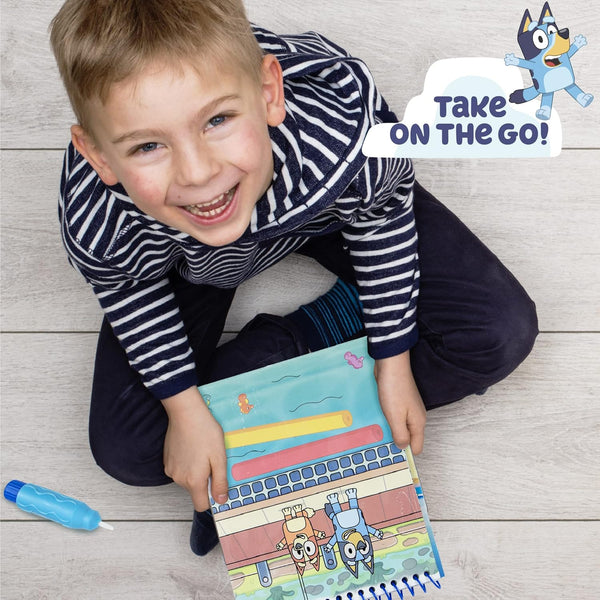 Horizon Group USA Bluey Aqua Art - Reusable Water Reveal Activity Pages with Water Pen for No-Mess Drawing and Coloring