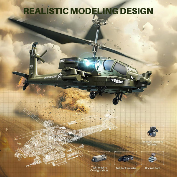 SYMA RC Helicopters, S51H Remote Control Helicopter 2.4Ghz Military Army Toys for Boys Girls Kids with Altitude Hold, One Key Take Off/Landing,