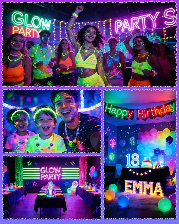Upgraded 42W LED Black Light Bar, Blacklight Flood Light with Plug+Switch+5.9ft Cord, Light Up 24x24ft Area, for Halloween Glow Fluorescent Party