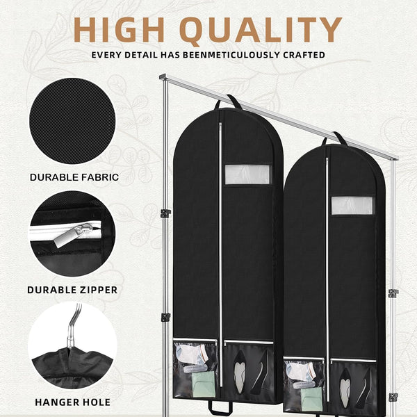 54" Garment Bags for Travel and Storage, Travel Suit Bags for Men Women with 2 Clear Pockets, Storage bags for Clothes, Suits, Dress, Shirts,