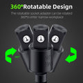 Right Angle Drill Adaptor,4-in-1 Impact Drill Bit Extension,360° Rotatable 1/4 3/8 1/2" Impact Grade Socket Adapter Set,105 Degree Angle