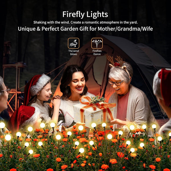 vignuto Solar Lights Outdoor Waterproof 4 Pack of 32 LEDs Garden Patio Firefly Decoration Unique Gifts Women Grandparents 4 packs