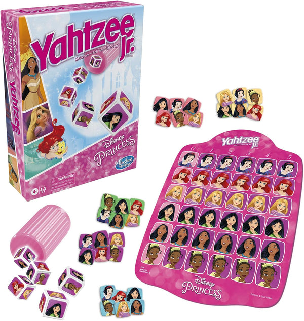 Hasbro Gaming Yahtzee Jr.: Disney Princess Edition Board Game for Kids Ages 4 and Up, for 2-4 Players, Counting and Matching Game for Preschoolers
