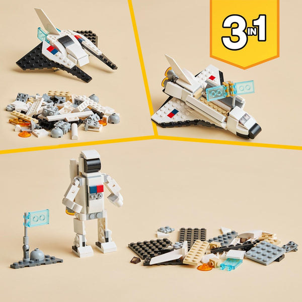 LEGO Creator 3 in 1 Space Shuttle Toys - Space Toys Building Set for Boys & Girls, Ages 6+ - Option to Build 2 Spaceships or Astronaut -