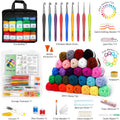 103 PCS Crochet Kit with Crochet Hooks Yarn Set, Premium Bundle Includes 1650 Yards Acrylic Yarn Skeins Balls, Needles, Accessories, Bag, Ideal
