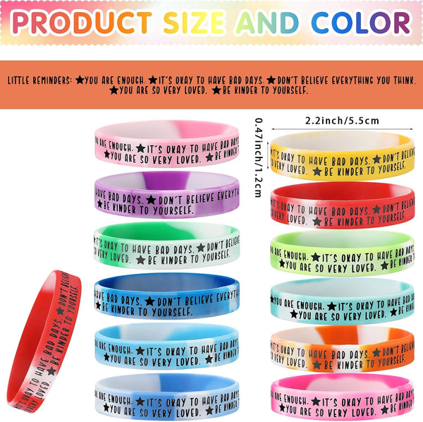 36 Pcs Mental Health Awareness Month Wristbands Bulk Motivational Rubber Bracelets Positive Silicone Bracelets Mental Health Gifts for Office