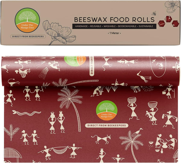 UNDER the MANGO TREE Beeswax Wrap â Reusable Food Wrap Roll 1 Metre (13 X 39 Inch) | Organic Cotton Wax Paper for Food Storage | Sustainable,