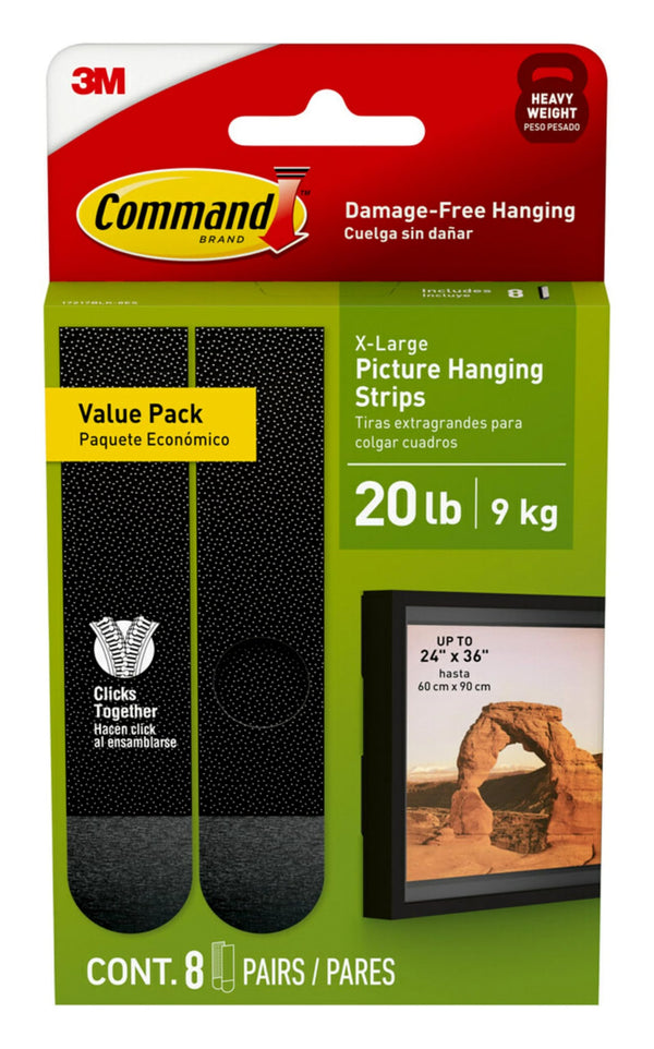 Command 20 Lb XL Heavyweight Picture Hanging Strips 8 Pairs (16 Command Strips), Damage Free Hanging Picture Hangers, Heavy Duty Great for Home