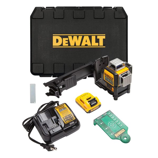 DEWALT Laser Level 360 Self Leveling, 3 Way Green Laser Leveler Tool 12V MAX with 2.0Ah Battery, Charger and Durable Carrying Case, 100 Ft, Tripod