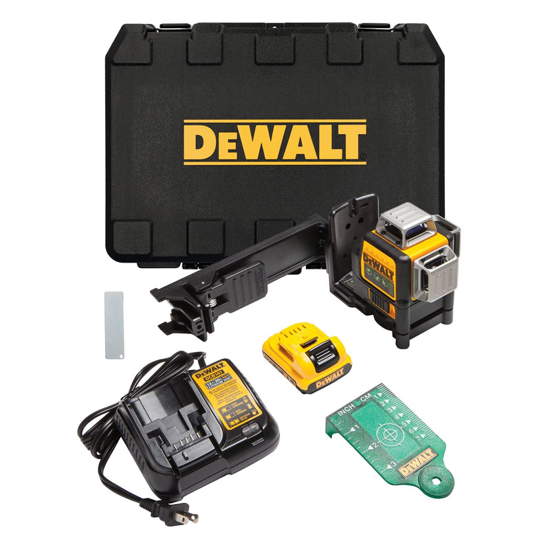 DEWALT Laser Level 360 Self Leveling, 3 Way Green Laser Leveler Tool 12V MAX with 2.0Ah Battery, Charger and Durable Carrying Case, 100 Ft, Tripod
