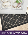 DEXI Front Door Mat Indoor Entryway 17x30 Inside Entrance Doormat Dark Grey | Non Slip Low Profile Thin Absorbent Washable Entry Mats for House
