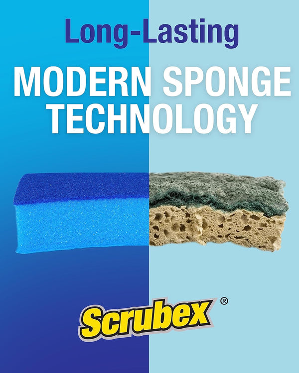 Non-Scratch Odor Resistant Scrub Sponge, Multi-Purpose Sponge for Kitchen and Household, Safe for Non-Stick Cookware (6 Sponges)