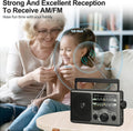 AM FM Portable Radio Battery Operated by 4X D Cell Batteries Or AC Power Transistor Radio with and Big Speaker, Standard Earphone Jack, High/Low