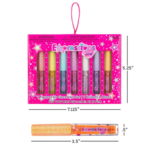 7pc Fruity Flavored Lip Gloss Set - Assorted Fruit Flavor-Great Gift | Non-Toxic Kids Makeup. Fun Shiny Lip Gloss Collection for Kids, Teens &