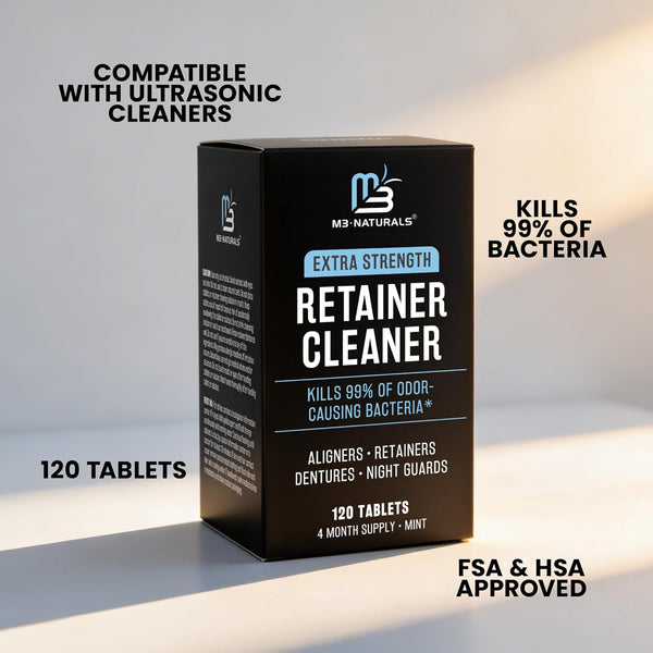 Retainer Cleaner Tablets, Denture Cleaner, Mint, 4 Month Supply by M3 120 Count (Pack of 1)