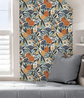 NuWallpaper x Pip & Lo Navy Clementine Garden Peel Stick Wallpaper, PLS4199