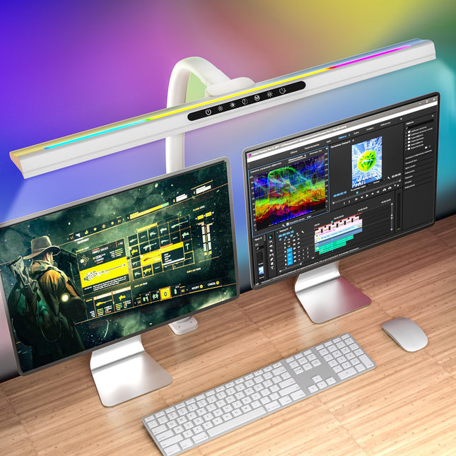 2-In-1 Desk Lamp with RGB Backlight,Architect Desk Lamps for Home Office,24W Tall Desk Lamp with Clamp,60"Timer,25 Light