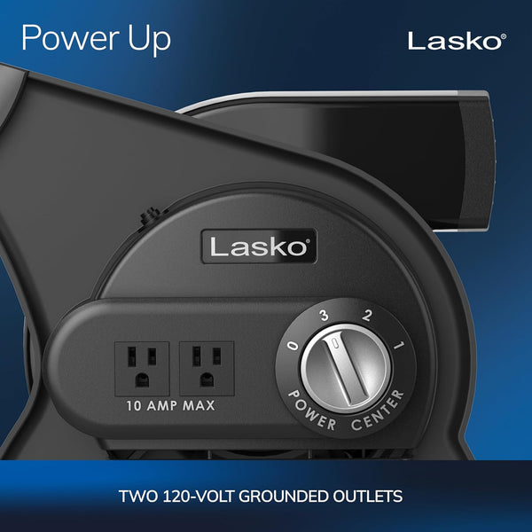Lasko High Velocity Portable Utility Fan - Adjustable Air Mover Blower Fan for Bedroom, Office Desk, Garage, and Home - With 2 Outlets 120V - 3