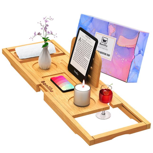 Luxury Bathtub Tray Caddy - Bath Tray Expandable - Bath Tub Tray Table for Batht