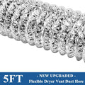 Funmit Dryer Vent Hose Kit - 4 In Diameter by 5 Ft Length - with 2 Stainless Steel Worm Clamp - Flexible Universal Aluminum Foil Non-Insulated -