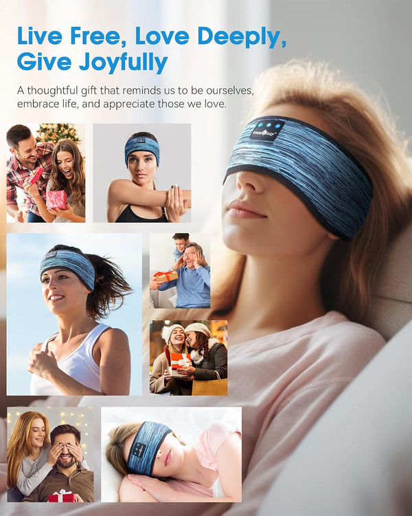MUSICOZY Sleep Headphones Bluetooth 5.4 Headband, Wireless Music Sleeping Mask Headphones Earbuds Earphones Sweatproof for Women Mom Sports