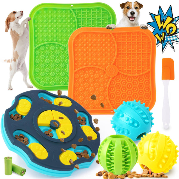 Forfon 9 Pack All-Around Dog Puzzle Toy Set -Mentally Stimulating Dog Enrichment Toys for Small to Medium Smart Dogs, Includes Dog Lick Mat with
