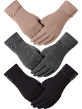 Dimore 3 Pairs Winter Gloves for Women Cold Weather Girls with Touch Screen Fingers Warm Thick Texting Bulk Whole