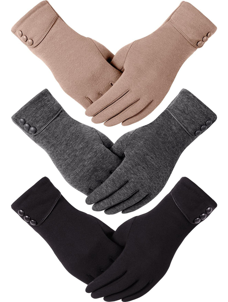 Dimore 3 Pairs Winter Gloves for Women Cold Weather Girls with Touch Screen Fingers Warm Thick Texting Bulk Whole