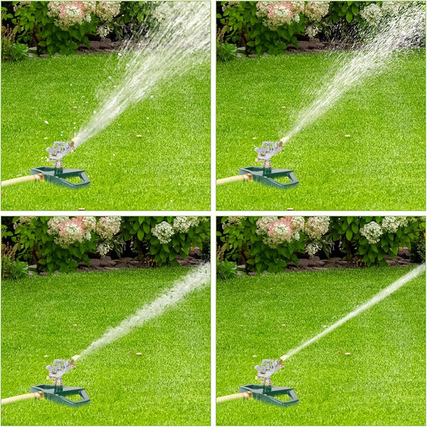 WEMADE Heavy Duty Metal Pulsating Sprinklers for Yard - 360 Degree Roating Automatic Water Sprinkler for Lawn with Metal Base, Impact Sprinklers
