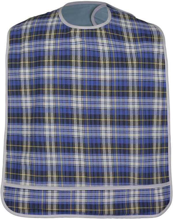 Modaliv Premium Adult Bib, Extra Large, Waterproof & Reusable, Blue | Clothing Protector with Crumb Catcher, Machine Washable Adaptive Dining Bib