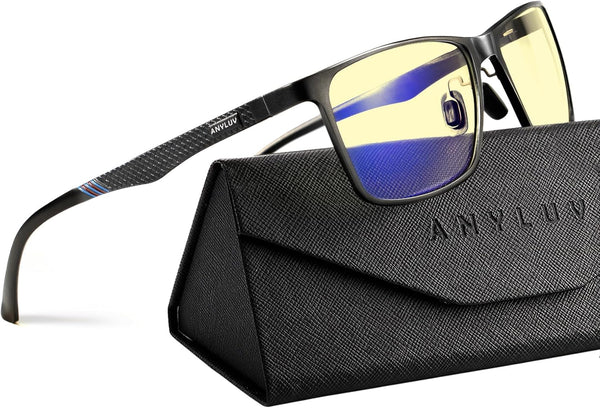 ANYLUV Blue Light Glasses Men/Women, Al-Mg Metal Computer Blue Light Blocking Glasses, Relieve Eyestrain and Eye Protection