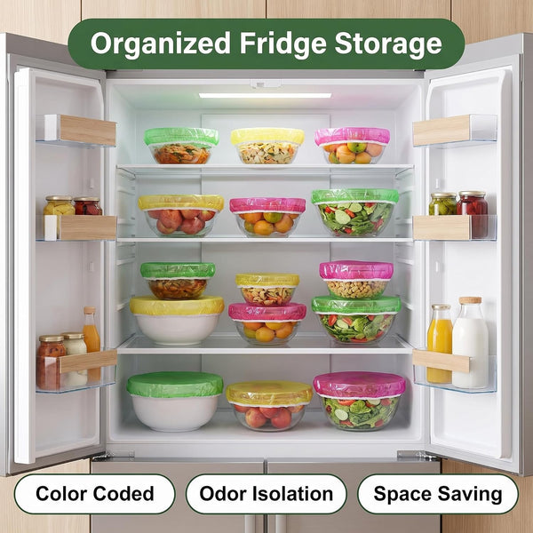 60 Pcs Reusable Elastic Food Bowl Covers 3 Sizes BPA Free for Kitchen