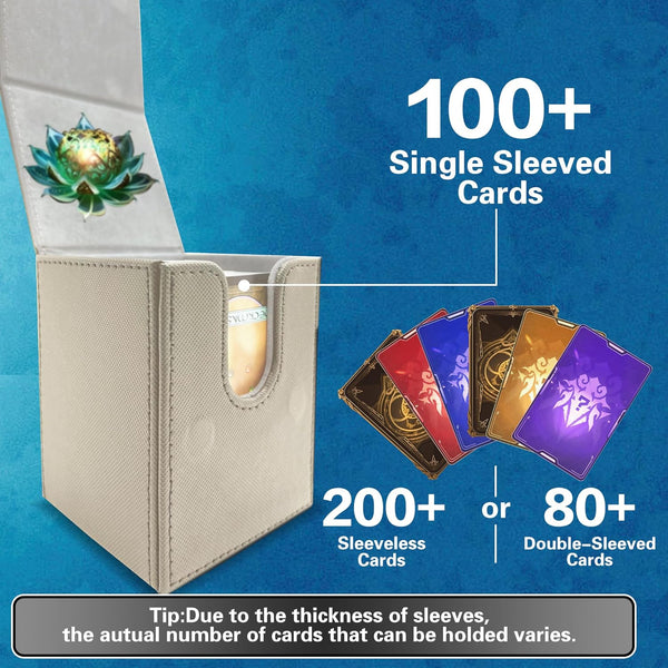 MTG Commander Deck Box - Fits 100+ Cards, Strong Magnet Closure, PU Leather Magic Gathering Deck Box for TCG, CCG, MTG Cards (Grey)