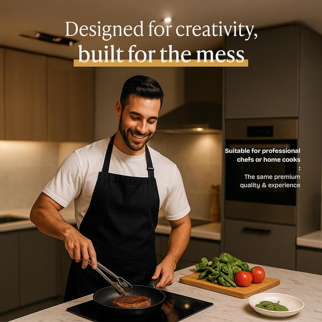Will Well Chef Apron for Men and Women - 33" X 27" Large with 38" Waist Ties for a Comfy and Snug Fit, Durable and Light