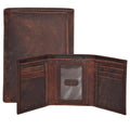 Real Leather Mens Trifold Wallet RFID Blocking Slim Minimalist Front Pocket - Thin & Stylish with ID Window in Gift Box Vintage Brown-No Box