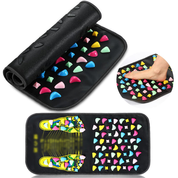 Trelaco Foot Massage Mat Reflexology Walk Stone Road Foot Massage Acupoint Mat for Acupressure Relaxes for Long Sitting Elderly Students and