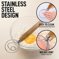 Zulay Kitchen 13 Inch Danish Dough Whisk - Large Wooden Danish Whisk for Dough with Stainless Steel Ring - Traditional Dutch Whisk Baking Tool for