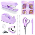 Purple Desk Accessories, Purple Office Supplies 360ÃÂ°Pen Holder Desk Organizers and Accessories with Tape Dispenser, Stapler, Staple Remover, 1000