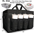 FRESHIE Insulated Food Delivery Bag with Cup Holders/Drink Carriers Premium, for Doordash, Uber Eats, Grubhub, Pizza Bag, Catering, Beverage,
