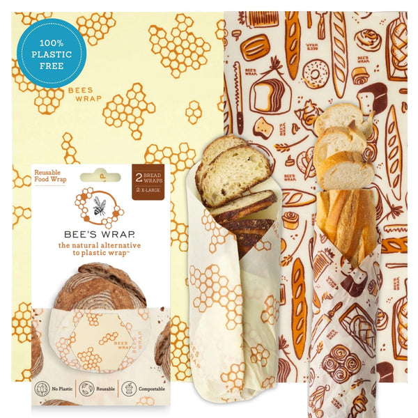 Bee's Wrap Vegan Beeswax Wraps for Bread - Beeswax Bread Wrap for Sourdough & Bread Storage - Made in USA Reusable Natural Food Wrap - Meadow
