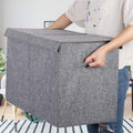 popoly Large Toy Box Storage with Lid, Collapsible Sturdy Toy Chest Storage Bin Box with Rivets Handles for Kids, Boys, Girls, Nursery, Playroom,