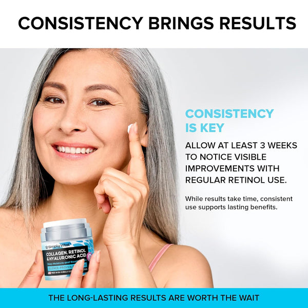 Simplyvital Collagen, Retinol & Hyaluronic Acid Cream - Anti-Aging Face Moisturizer for Face, Firming Skin Care Neck & DÃ©colletÃ© - Made in USA,
