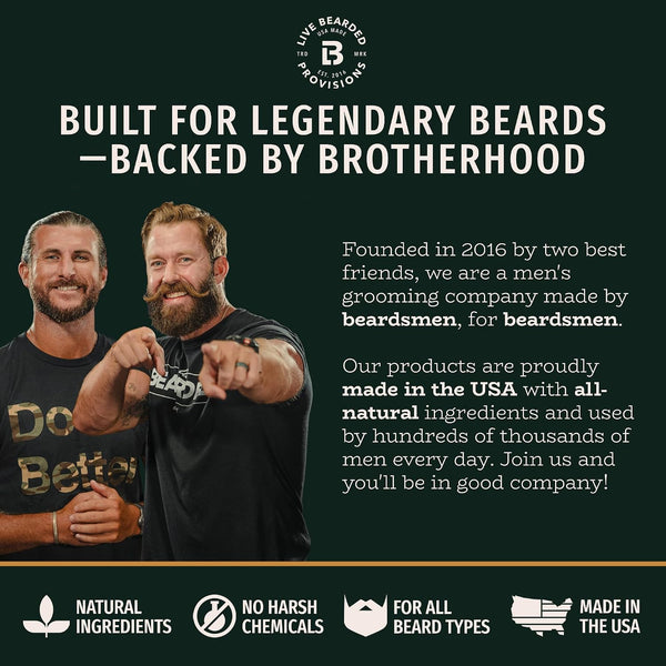 Live Bearded Beard Oil and Butter Grooming Kit - Made in the USA - All-Natural Ingredients with Shea, Argan, Jojoba - Growth Support | Tombstone