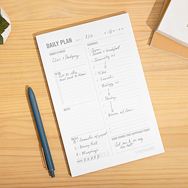 Two Tumbleweeds Daily Planner Notepad with Hourly Schedule - ADHD Planner, Time 