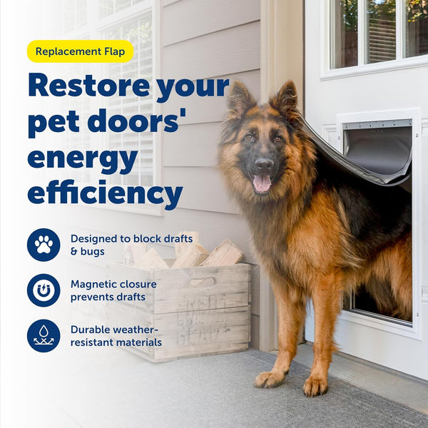PetSafe Freedom Replacement Pet Door Flap, Non-Toxic Material, Size XL | Weather-Resistant Flap W/ Magnetic Closure, 13 5/8" x 24 3/8" Opening,